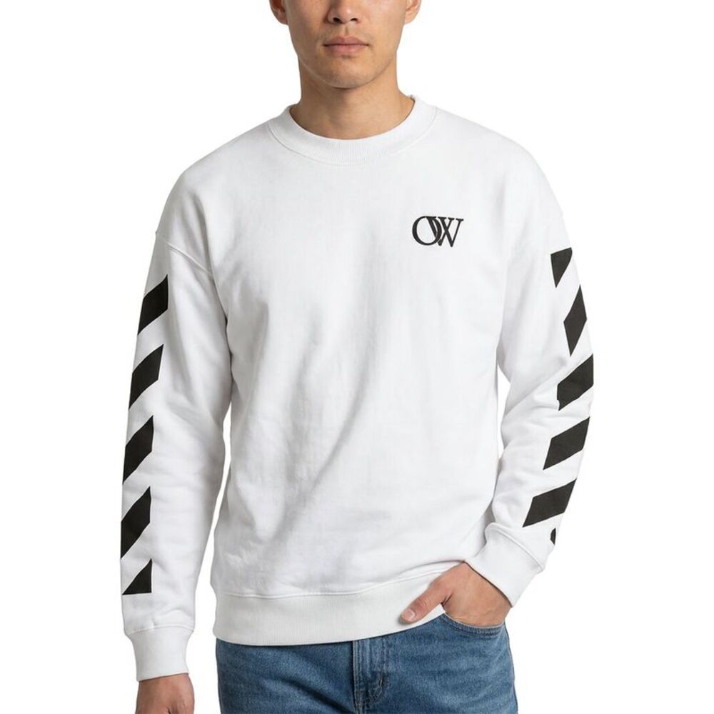 Off-White™ Mens  Virgil Diagonal Crewneck Sweatshirt, White